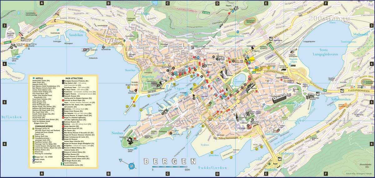 bergen të Norvegjisë hartë të qytetit