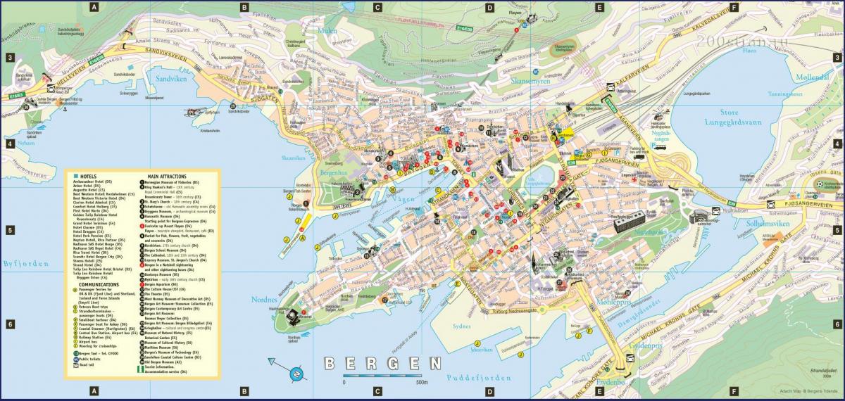 bergen të Norvegjisë hartë të qytetit