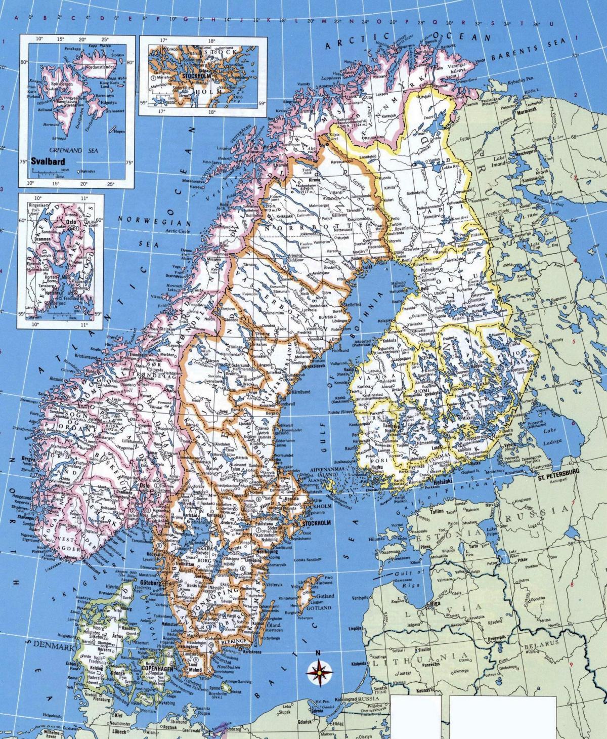 Harta e detajuar Norvegji