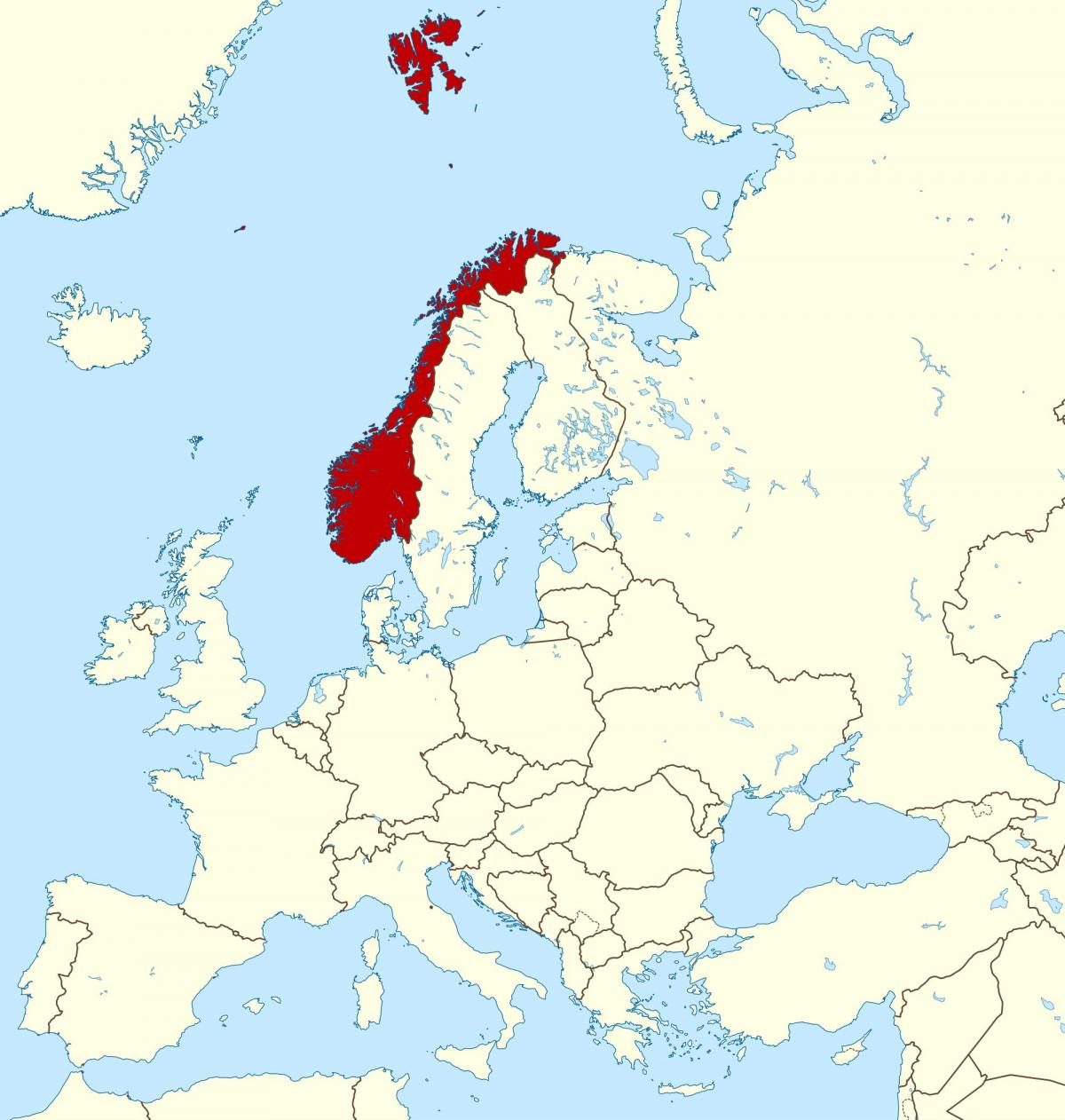 harta e Norvegjinë dhe evropën