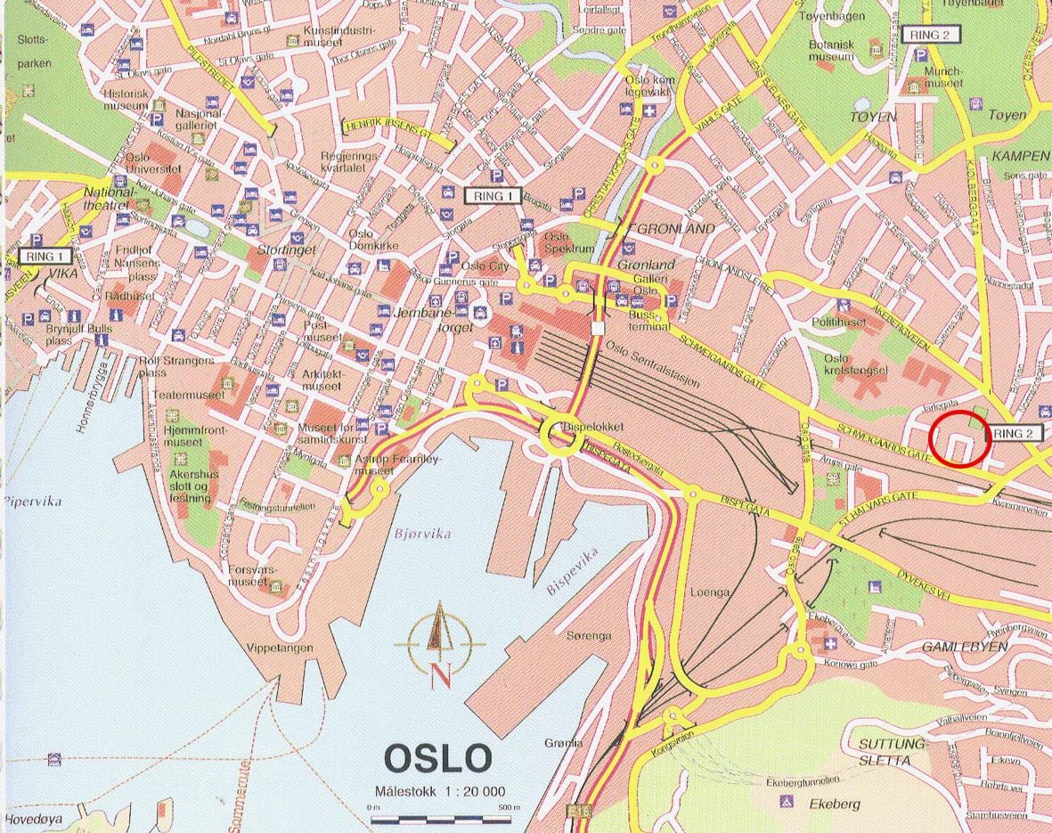 harta e oslo Norvegji qendër të qytetit