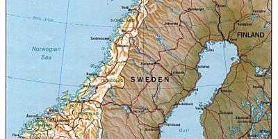 Harte e detajuar e Norvegjisë, me qytetet