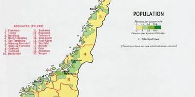Norvegji popullsisë map